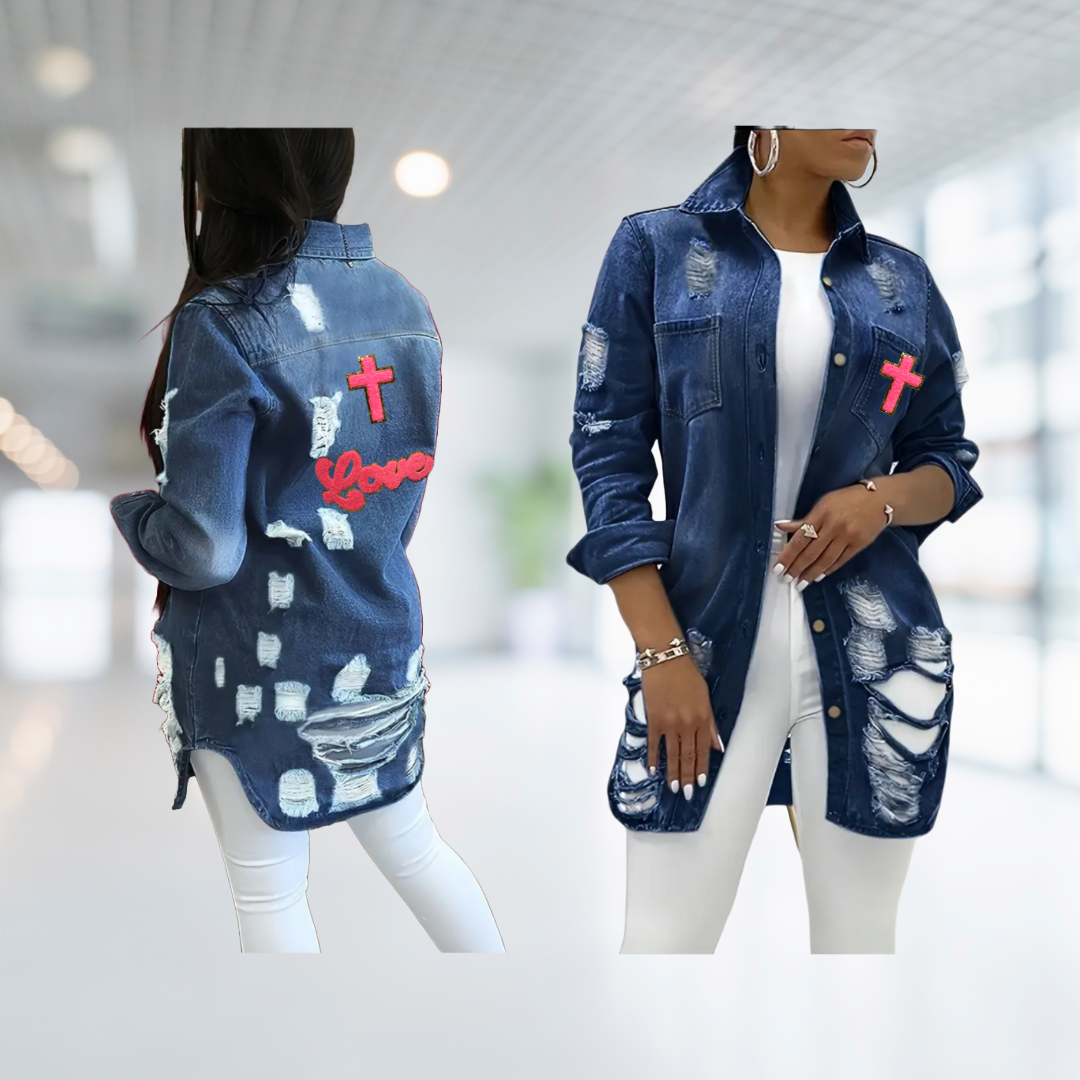 God is Love Woman’s Denim  and Pink Jacket