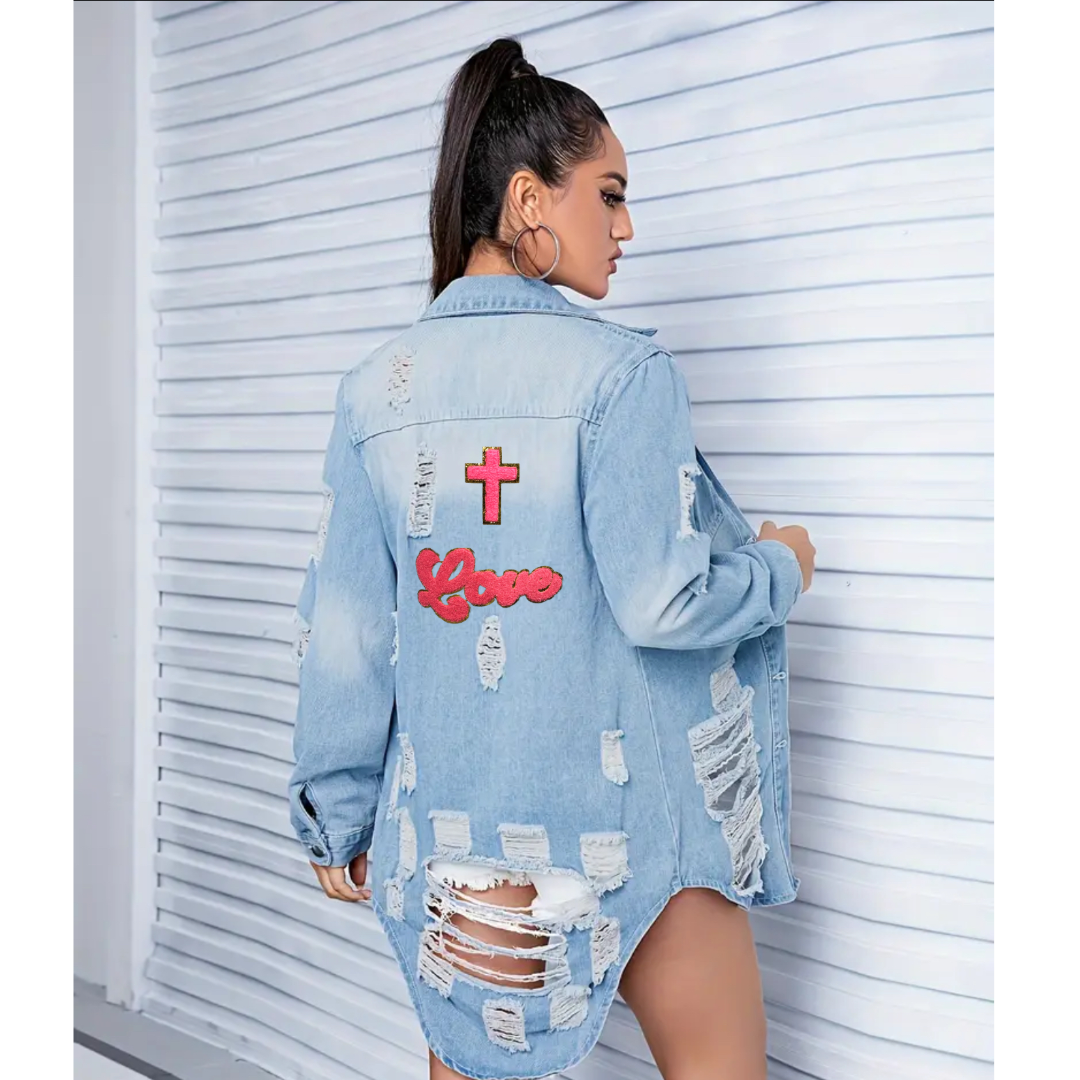 God is Love Woman’s Denim  and Pink Jacket
