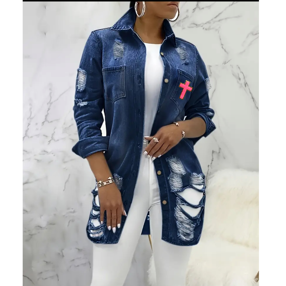 God is Love Woman’s Denim  and Pink Jacket